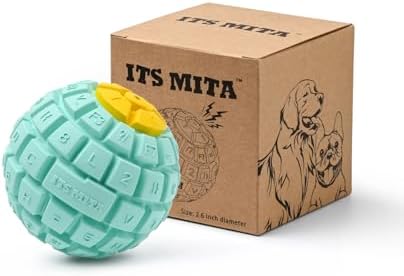 Squeaky Dog Toy Ball, Keyboard-Shaped Chew Toy for Teeth Cleaning, Durable Natural Rubber for Aggressive Chewers, Interactive Dog Toys for Medium & Large Dogs (Mint Blue, Medium(2.6''))