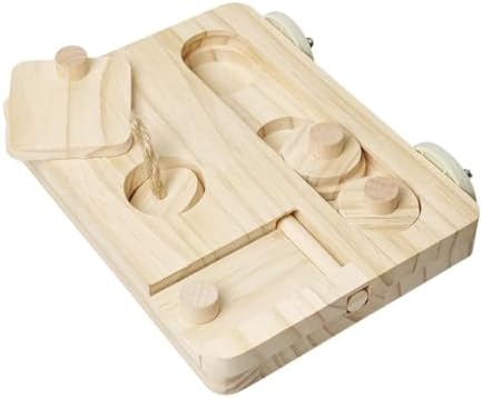 Wooden Foraging Toy Bird Puzzle Pet Treat Dispenser Parrot Enrichment Game Educational Mental Training Wood Three Compartments