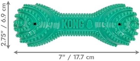 KONG CoreStrength Dog Toy – Dumbbell –Durable Tough Chew Toy for Medium & Large Dogs – Textured Dental Chew for Teeth & Gums – Fetch & Interactive Play