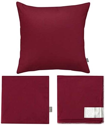 4-Pack 100% Cotton Comfortable Solid Decorative Throw Pillow Case Square Cushion Cover Pillowcase Sublimation Blank Pillow Covers(Cover Only,No Insert)(20x20inch/50x50cm, Wine red)