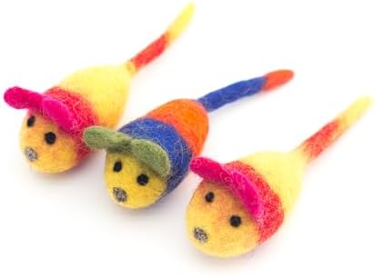 Glaciart One Wool Felt Mouse Cat Toys with Catnip – 3 Pack | 100% Handmade, Eco-Friendly, Durable | Natural, Safe for Indoor Cats | Minimalist Design