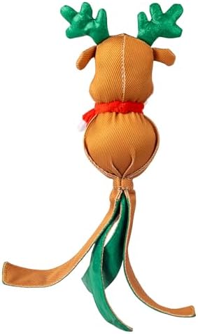 KONG Holiday Wubba Dog Toy – with Long Floppy Tails, Squeaker for Tugging, Fetching & Shaking Fun (Reindeer)