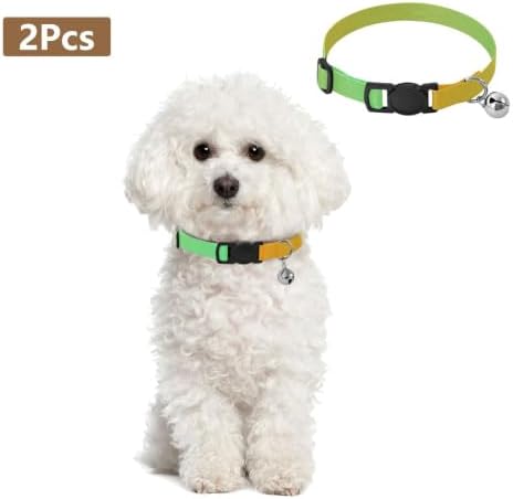 Yellow Green Gradient Metal Bell Included Pet Collar 2 Pack Pet Collars for Cats