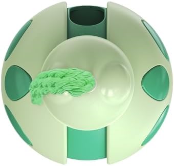 Cat Interactive Toys for Indoor Cats - Teaser Wand Tumbler Cat Treat Puzzle - Rollie Pet Toy - Slow Food Treat Dispenser - Self Moving Toys (Green)