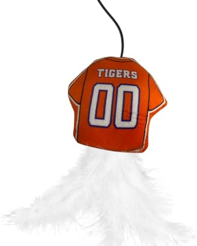 Pets First NCAA Clemson Tigers Team Jersey Wand with CAT NIP, Cat Toy Jersey Shaped Plush Teaser Toy for Cats & Kittens - Interactive Pet Toy for Play & Exercise