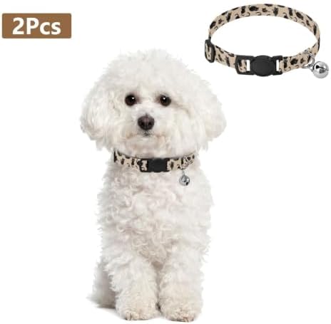 Black Cats Beige Kitten Bell Collar 2 Pack Cat Collars Adjustable 10.6 to 17.1 Inches