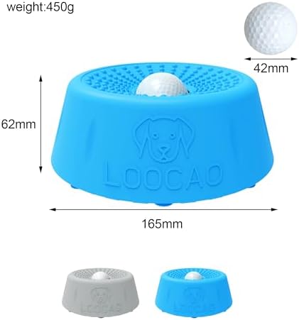 Slow Feeder Dog Bowls, with Interactive Lick Ball Non-Slip Dog Bowl to Slow Eating, for Yogurt, Peanut Butter, Bone Broth, Canned Dog Food & Liquid Supplements (Blue)
