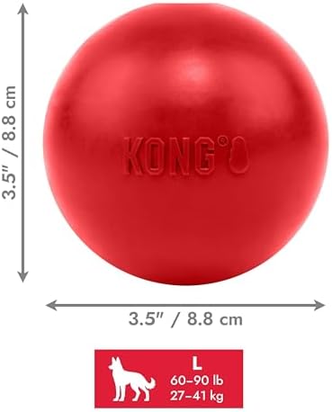 KONG Ball with Hole, Natural Rubber Fetch Toy, Red, for Large/X-Large Dogs
