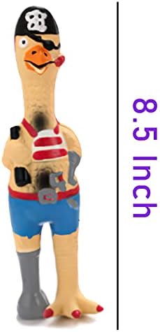 jooee Screaming Rubber Chicken Dog Squeaky Toy, 8.5 Inch Tall, Latex Chew Molar Dog Toy (Pirate)