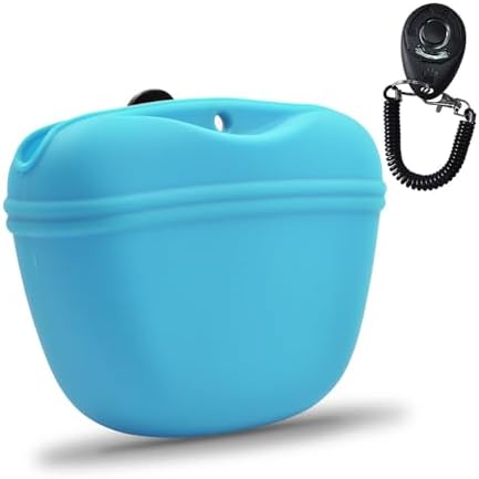 AUDWUD Silicone Dog Treat Pouch with Clicker Magnetic Closure Secure Clip