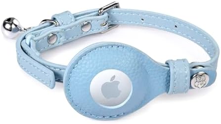 Blueberry Pet Microfiber Leather AirTag Cat Collar with Bell