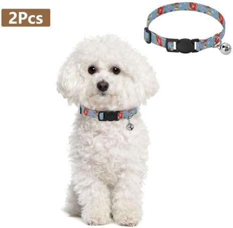 Cute Sloth Red Hat Kitten Collar 2 Pack Soft Polyester Pet Collar Adjustable 10.6 to 17.1 Inches