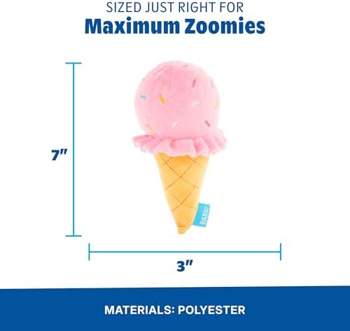 BarkBox Slobbery Ice Cream Cone Dog Toy - Toy for Small to Medium Dogs