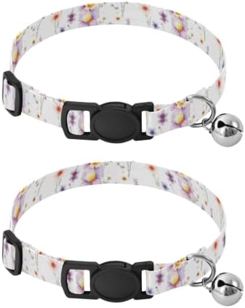 Watercolor Wildflowers Easy to Wear Pet Collars 2 Pack Cat Neck Collar