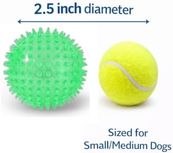 Squeaky Spiky Dog Ball for Teeth Cleaning & Gum Massage 2.5 Inch Small Medium Dogs Green | Spiny TPR Rubber Chew Toy for Fetch Play Interactive Bouncy Dental Ball Durable BPA Free Nontoxic Floats