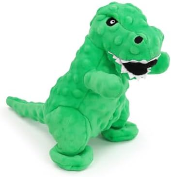 Andiker Dog Squeaky Toys, 8.66 in Plush Dogs Toy Soft Dogs Chew Toys in Dinosaur Shape for Chewing Biting Stuffed Dog Toys with a 3.93 in Squeaker and Crinkle Paper for All Puppy (Green)