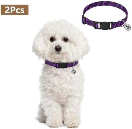 Cosmic Scene Purple Planets Cat Collar Breakaway with Bell 2 Pack Puppy Collar Adjustable Length 10.6" to 17.1"