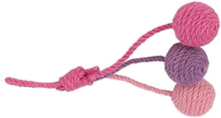 Hanging Cat Sisal Ball, Chewable Colorful Interactive Cat Sisal Rope Ball Toy for Pet Indoor (Pink Rose Purple)