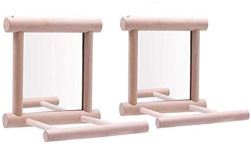 Litewoo Bird Mirror with Perch Parrot Swing Interactive Play Toys, 2 PC