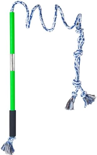 Interactive Flirt Pole Toy for Dogs Chase and Tug of War,Durable Teaser Wand with Pet Fleece Rope Tether Lure Toy to Outdoor Exercise & Training for Small Medium Large Dogs (Blue White)