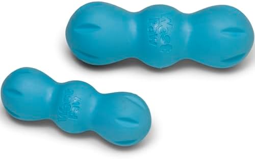 WEST PAW Zogoflex Rumpus Dog Chew Toy – Floatable Toy for Dogs, Aggressive Chewers – Puppy Chewing Toys for Catch, Fetch – Recyclable, Dishwasher-Safe, Medium 6.25", Aqua Blue