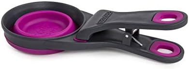 Dexas Popware for Pets Collapsible Klip Scoop, 3-in-1 Pet Food Scoop, Measuring Cup and Bag Clip, 1/2 Cup Capacity, Fuchsia