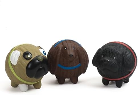 HuggleHounds Assorted Ruff-Tex Latex Ball Dog Toys - Dog Toys Rubber, Puppy Toys, Puppy Essentials, Pool Toy, Heavy Duty Squeaky Ball for Small, Medium & Large Dogs, All Breeds - HuggleMutt 3 Pack