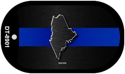 SMART BLONDE Maine Thin Blue Line Novelty Dog Tag Necklace DT-8901