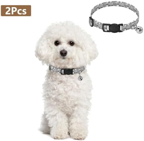 Geometric Gray Kitten Collars 2 Pack Cat Neck Collar Adjustable Length 10.6" to 17.1"
