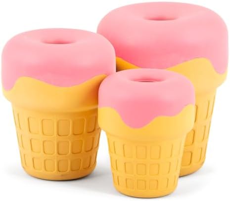 Jeffers Pet Natural Rubber Dog Chew Toy – Ice Cream Cone, Large – Treat Dispensing, Vanilla Scent, Durable, Non-Toxic, Dishwasher Safe, Interactive Fetch & Tug Toy - Perfect for Training