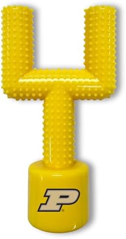 NCAA Purdue Boilermakers Mega-Chew Hard Nylon Bacon-flavored Dog Bone Football Goal-Post Chew Toy. Interactive, Tasty & Fun Dog Chew Toy. Indestructible, Strong, Tough & Durable Pet Chew Toys