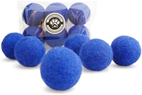 Wool Cat Toys - Felt Cat Toy Balls for Small Pet Fetch and Play - Eco Friendly Quiet Wool Ball Cat Toy for Cats and Kittens - Choose Your Colors 6PCS Blue