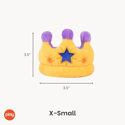 P.L.A.Y. Cute Plush Dog Toys - Birthday Party Celebration Themed Durable Squeaker Toy, Great for Puppies & Small, Medium, Large Dogs - Machine Washable, Recycled Materials (Canine Crown, X-Small)