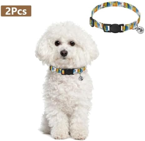 City Street Watercolor Easy to Wear Small Dog Collar 2 Pack Comfortable Cat Collar