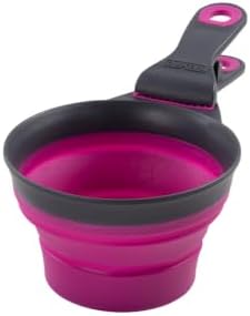 Dexas Popware for Pets Collapsible Klip Scoop, 3-in-1 Pet Food Scoop, Measuring Cup and Bag Clip, 2 Cup Capacity, Fuchsia