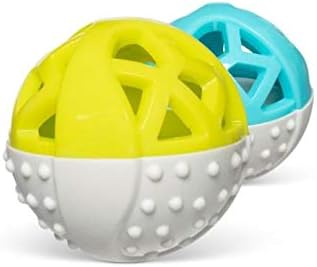 Messy Mutts Totally Pooched Catch n Squeak Ball, 3.5 Inch, Grey/Green