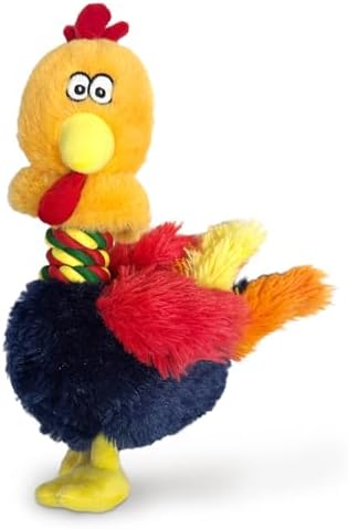 Squeaky Stuffed Dog Toys, Soft Plush Dog Toy with Squeaker, Interactive Tug of War Pet Toys, Puppy Teething Chew Toy, Gift for Small, Medium & Large Dogs to Keep Them Busy - Chicken
