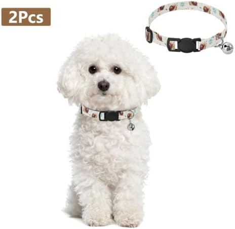 Cute Cartoon Snails Shells Dog Bell Collar 2 Pack Small Dog Collar Adjustable 10.6 to 17.1 Inches