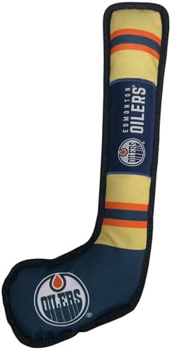 Pets First NHL Edmonton Oilers Stick Toy for Dogs & Cats. Play Hockey with Your Pet with This Licensed Dog Tough Toy Reward!
