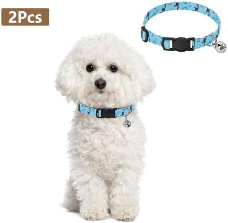 Dolphins Light Blue Dog Collar 2 Pack Dog Collars for Small Dogs Adjustable Length 10.6" to 17.1"