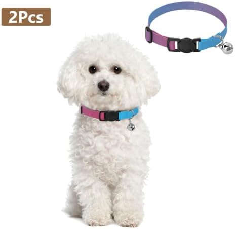 Blue Gradient Pet Collars 2 Pack Collar for Kitten Adjustable Length 10.6" to 17.1"