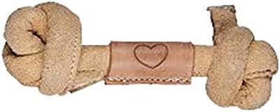 HuggleHounds Huggle-Hide Knotted Bone - Leather Dog Toys for Aggressive Chewers, Interactive for Small or Large Breeds, Tough & Durable - Leather Bone, Small
