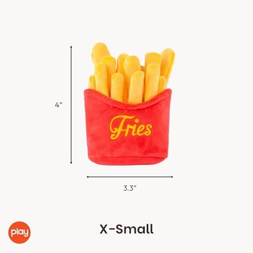 P.L.A.Y. Cute Plush Dog Toys - Fast Food Themed Durable Giggle Chew Toy, Great for Puppies & Small, Medium, Large Dog - Machine Washable, Recycled Materials (American Classic French Fries, X-Small)