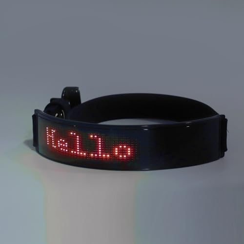 LED Dog Collar, Light Up Dog Collar with Smart DIY Screen, Rechargeable Glowing Collar, in The Dark Pet Necklace for Night Walking, High Visibility & Fashionable (Red Light)