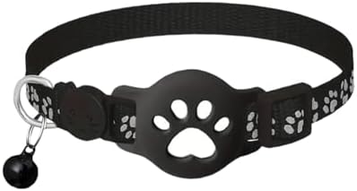 GPS Cat Collar Tracker, Smart Tag Waterproof for Find My, No Monthly Fee Advanced Tracking Solution for Small and Large Cats, Pet Device (Black_A)