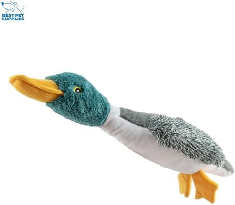 Best Pet Supplies Interactive Squeaky Dog Chew Toy, Ideal Dog Toys for Chewers, Small, Medium & Large Dogs, and Fetch Lovers - Mallard Duck (Gray, Gray, Brown), Small
