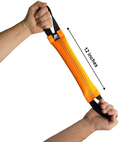 Bungee Dog Bite Tug Toy with 2 Strong Handles - Made of Durable & Tear-Resistant Fire Hose - Perfect for Tug of War, Fetch & Puppy K9 Training - Ideal Pull Toy for Medium to Large Dogs, Orange