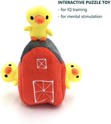 MODERN WAVE - Interactive Squeaky Plush Hide and Seek Squirrel Type Puzzle Toy for Dogs, Medium/Large Size (Farm and Ducks)