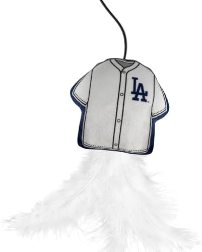 Pets First MLB Los Angeles Dodgers Team Jersey Wand with CAT NIP, Cat Toy Jersey Shaped Plush Teaser Toy for Cats & Kittens - Interactive Pet Toy for Play & Exercise