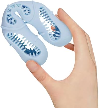Sausage-Shaped Dog Chew Toy with Teeth Cleaning Bristles (Blue)